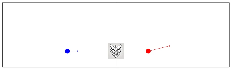 Figure H.1: The first sample input. The demon is shown enlarged in gray, while in reality it is infinitesimally small (and does not have a face).